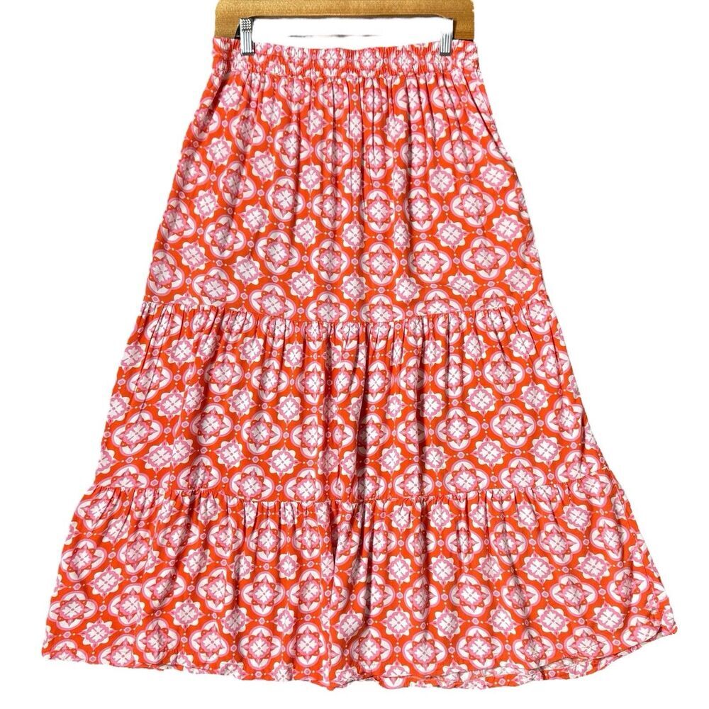 Boho Tiered Maxi Skirt Size 10 Pockets Tassels Peasant Cottagecore Prairie Y2K - Picture 4 of 7